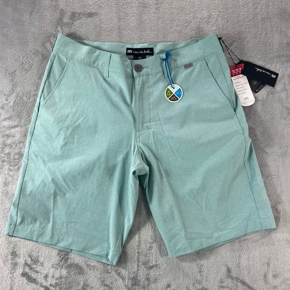 TravisMathew Golf Short Mens 32 Light Green NWT Prestige 777 Performance Stretch